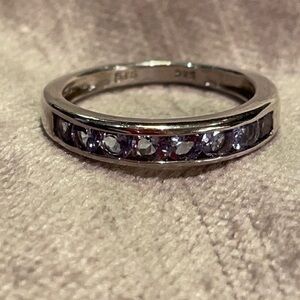 Chanel Style Genuine Tanzanite Band Ring Sterling Silver 925